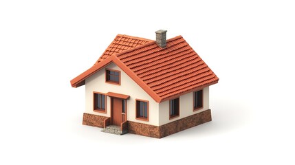 3d small house illustration on isolate white background 