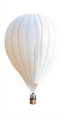 Fototapeta premium A white hot air balloon with a basket isolated on a white background. Generative ai