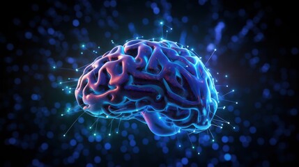 Fototapeta premium Illuminated Brain with Glowing Connections