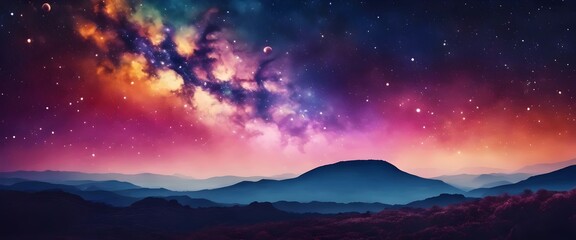 Fototapeta premium Starry Night Sky with Mountains