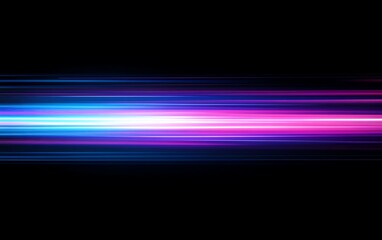 Futuristic image of blue and purple straight light track lines on a black background, evoking a technological and sleek appearance