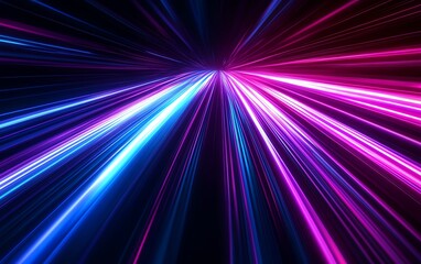 Futuristic image of blue and purple straight light track lines on a black background, evoking a technological and sleek appearance