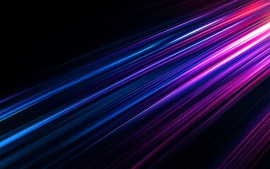 Sleek and modern image with blue and purple straight light track lines on a black background, conveying a technological and futuristic vibe