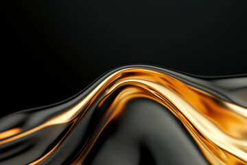 Sleek, flowing metallic waves in gold and black create luxurious feel.