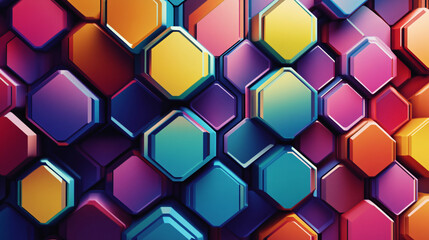 An illustration of a bold hexagonal pattern with a vibrant color palette.