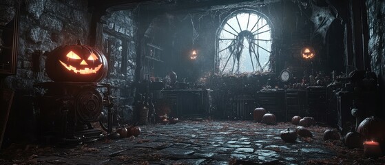 Halloween 3D render: Mad scientists time machine accidentally bringing monsters to life