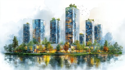 Obraz premium an ecominded engineer sketches an urban design plan featuring carbonneutral buildings and renewable energy sources envisioning a sustainable future