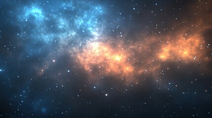 Fototapeta premium The nebula glows in deep space, surrounded by numerous bright stars and cosmic dust, illustrating the wonders of the universe