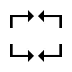 Four arrow icon. Directional arrows symbol. Minimalist navigation graphic. Geometric shape illustration.