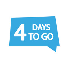 Countdown speech bubble. Number four focus. Blue rectangular icon. Vector design.