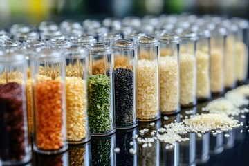 Collection of Rice Variety Samples in Glass Tubes