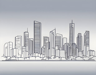 Obraz premium black Modern cityscape continuous one line vector drawing background