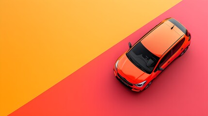 Vibrant Compact Hatchback on Colorful Background