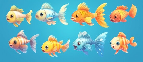 Collection of Cute Cartoon Fish with Big Eyes