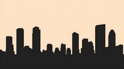 Fototapeta premium Silhouetted Skyscrapers Against Warm Light Background