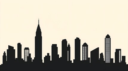 Fototapeta premium Silhouetted Skyscrapers Against Soft Light Background