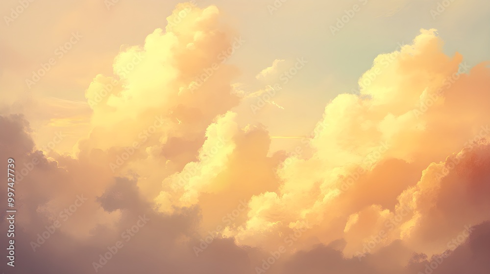 Canvas Prints soft billowy clouds illuminated by gentle light