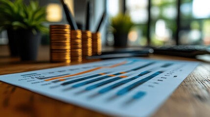 business analysis scene depicting stock charts and financial graphs sleek design conveying strategy and management insights bright office environment highlighting professionalism and focus