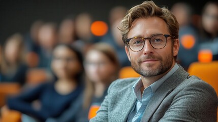 business seminar indoors with an engaged audience of professionals various expressions of focus and interest fill the room highlighting the importance of collaboration and learning