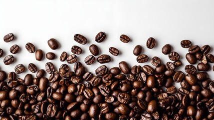 Obraz premium Close-Up View of Roasted Coffee Beans on White Surface