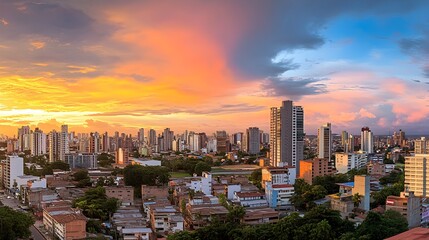 Panoramic View of Barranquilla Skyline at Sunset