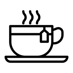 Tea mug icon in line art. Outline Style. Isolated on White Background