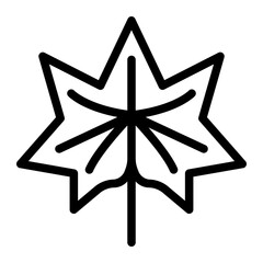 Leaf autumn icon in line art. Outline Style. Isolated on White Background