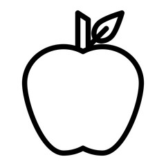 Apple icon in line art. Outline Style. Isolated on White Background