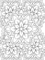 Obraz premium All these designs are hand-drawn and unique Flower Beautiful black and white illustration for adult coloring book, This is a printable Beautiful Zentangle Coloring page for KDP Interior, POD products