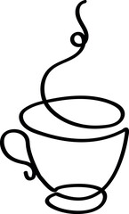 Minimalist Coffee Cup Line Art with Steam Design