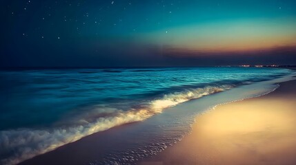 Obraz premium Serene Night Beach Scene in Dubai