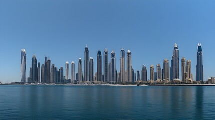 Naklejka premium Panoramic View of Dubai Skyline on a Clear Day