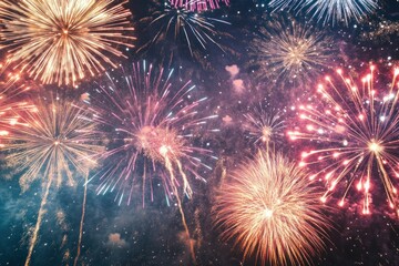 Obraz premium Colorful Fireworks Display Lighting Up the Night Sky