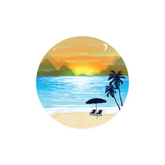 Beach Logo Vector Art Design Template