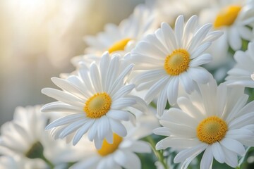 Obraz premium Bright Daisies with Yellow Centers in Soft Light