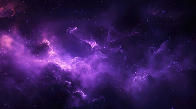 A dark, mystical background with purple sparks, swirling smoke, and magic fire particle effects, featuring foggy clouds and abstract violet energy for a spooky Halloween frame