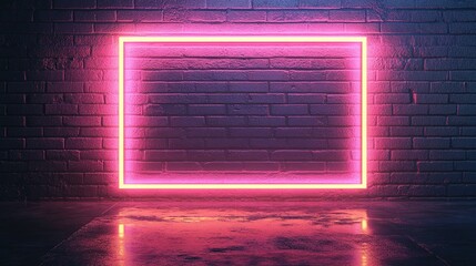Neon frame on a brick wall for creative displays.