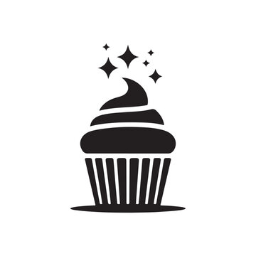 recommend clip art: Cupcake Vector Icon Design Template – A Modern, Elegant Muffin Logo with Fluid Shapes and a Clean Black Silhouette, Perfect for Bakery Branding or Creative Food-Related Designs, Isolated on White
                    