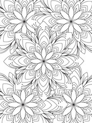 Fototapeta premium All these designs are hand-drawn and unique Flower Beautiful black and white illustration for adult coloring book, This is a printable Beautiful Zentangle Coloring page for KDP Interior, POD products