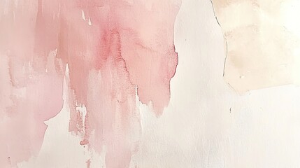 Fototapeta premium Soft watercolor abstract with pink and beige hues.