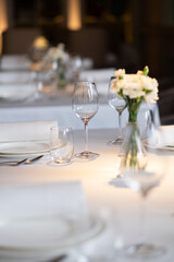 empty glass of water on the table with blur background