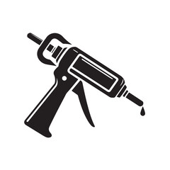 Caulking Gun Vector Illustration Isolated on White Background | Black Silicone Gun Caulking Glue Seal Icon | Sealant Applicator Tool for Construction and Home Repair Projects, Vector Image
