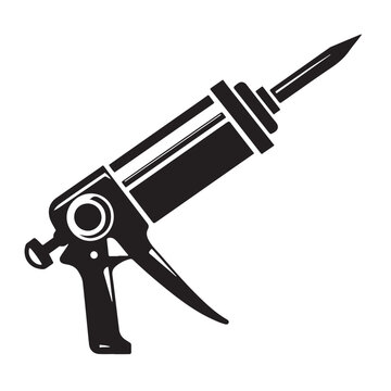 recommend clip art: Silicone Gun Vector Icon | Caulking Gun Illustration in Black Isolated on White Background | Sealant Applicator Tool Silhouette for Construction and Home Repair Projects
                    
