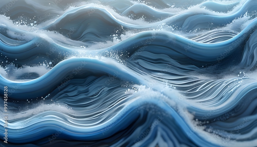 Wall mural fluid waves of blue in an abstract composition