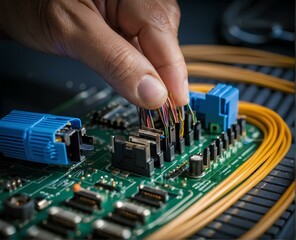Internet technician maintaining fibre optic connection for fast and reliable data transmission.