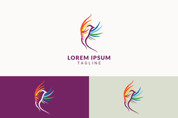 Colorful abstract bird logo concept hand drawn style
