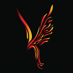 Phoenix flying in flames abstract illustration concept