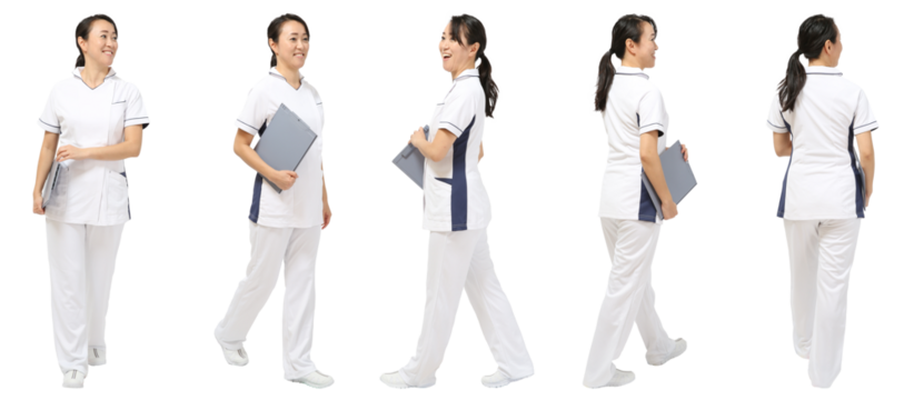 女性医療スタッフ 人物切り抜き5アングル