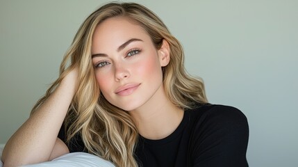 Fototapeta premium Natural Beauty with Soft Lighting and Relaxed Pose