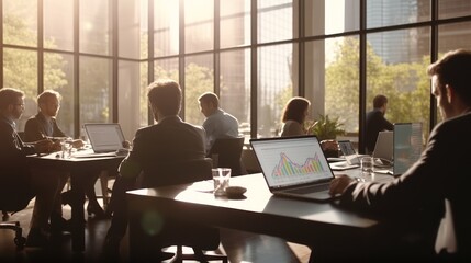 Fototapeta premium Business Meeting in Modern Office with Sunlight
